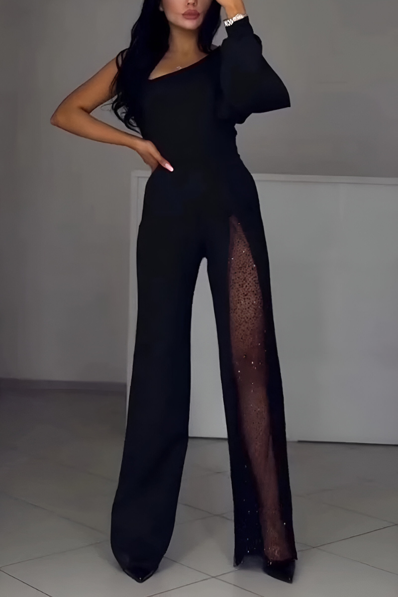 Artemis | Elegant jumpsuit med én skulder og glitterdetaljer