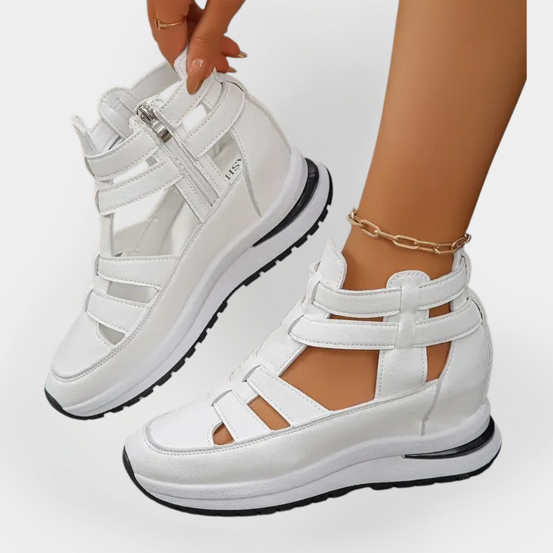 Elegant let hæl sandaler med lynlås på siden