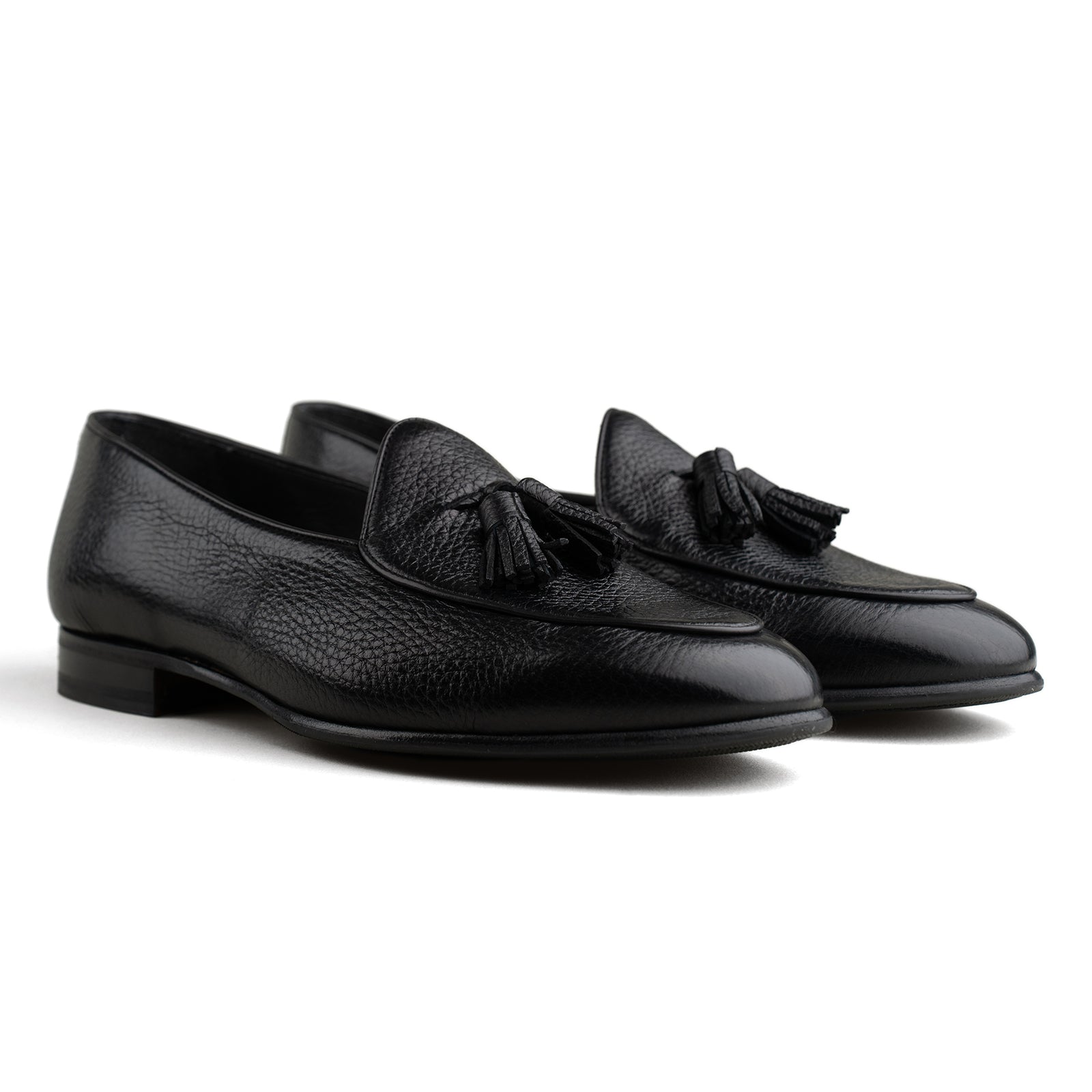 Larsen™ | Belgisk Tassel Loafer - Sort Hjortelæder
