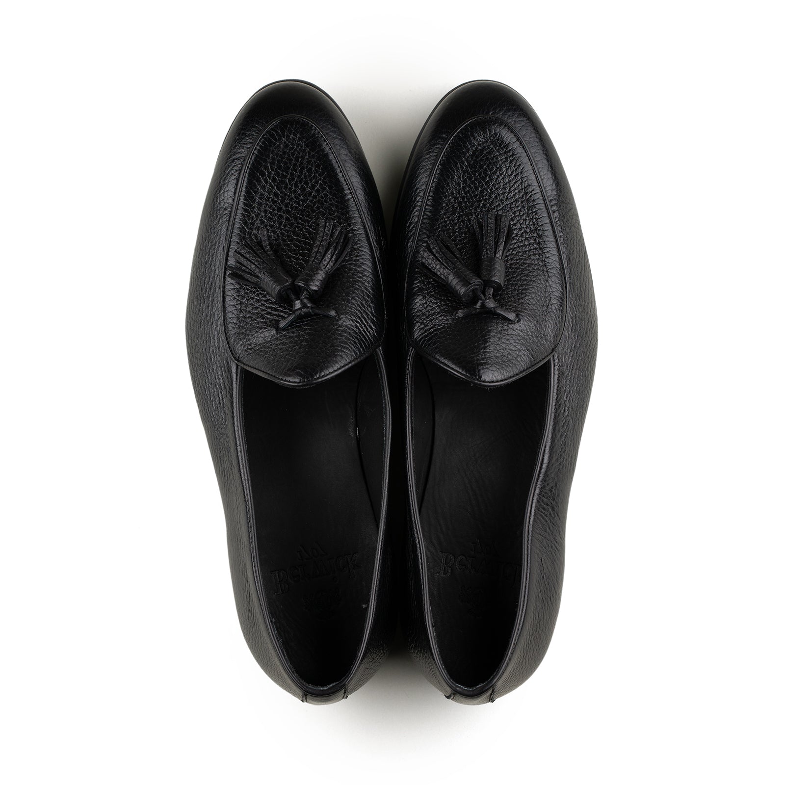 Larsen™ | Belgisk Tassel Loafer - Sort Hjortelæder