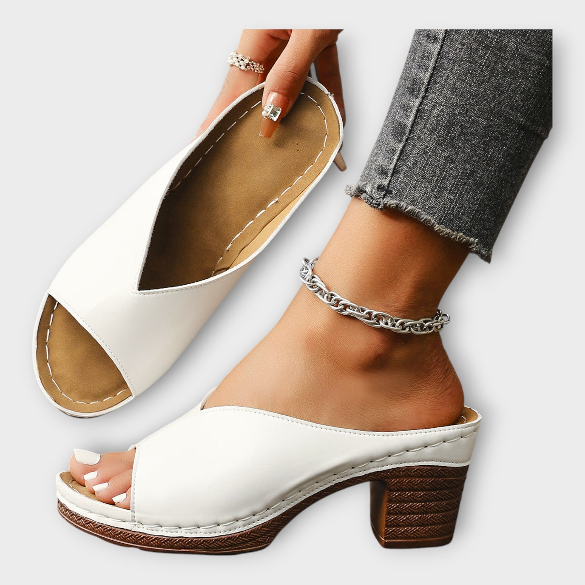 Sandaler med tyk hæl og åben hæl