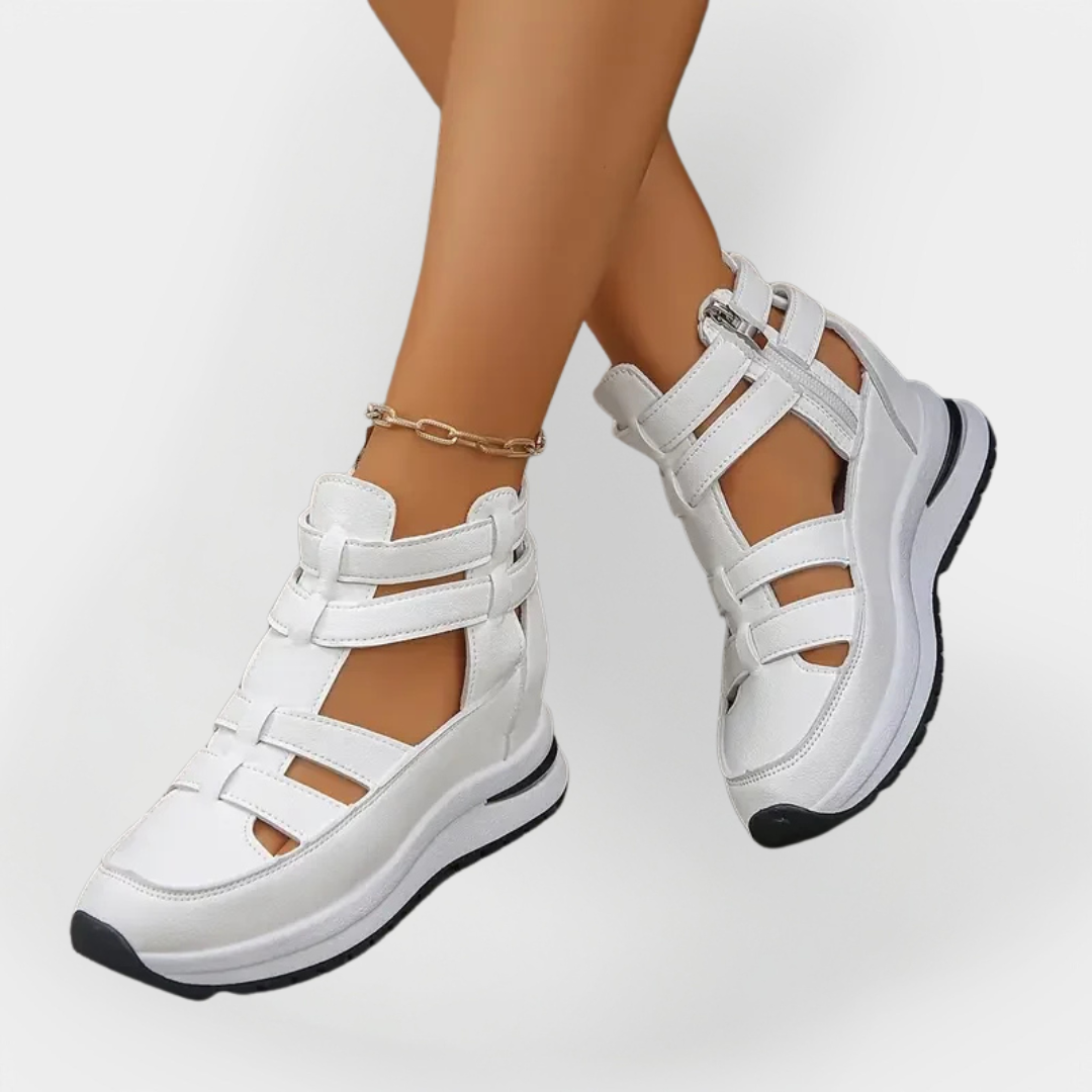 Elegant let hæl sandaler med lynlås på siden