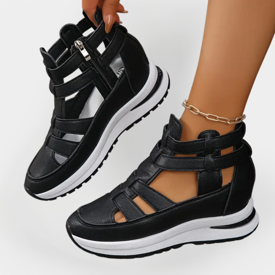 Elegant let hæl sandaler med lynlås på siden