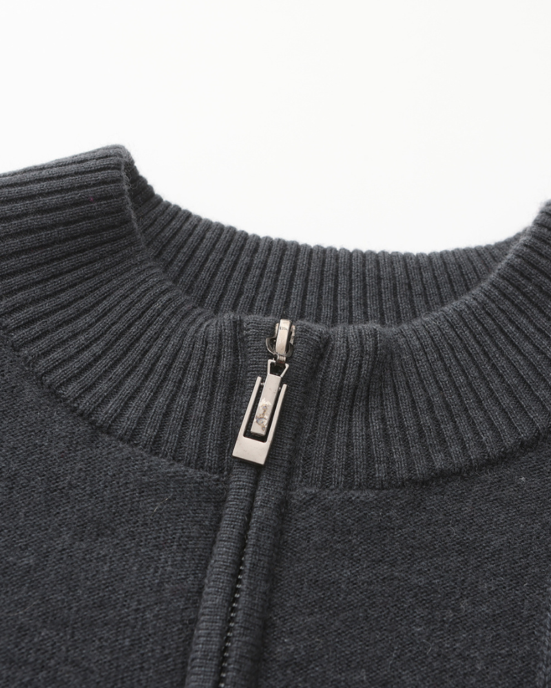 Larsen™ | 100% Cashmere Ribbet Halv Lynlås