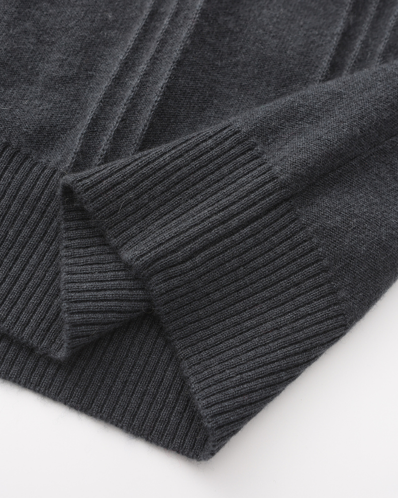 Larsen™ | 100% Cashmere Ribbet Halv Lynlås