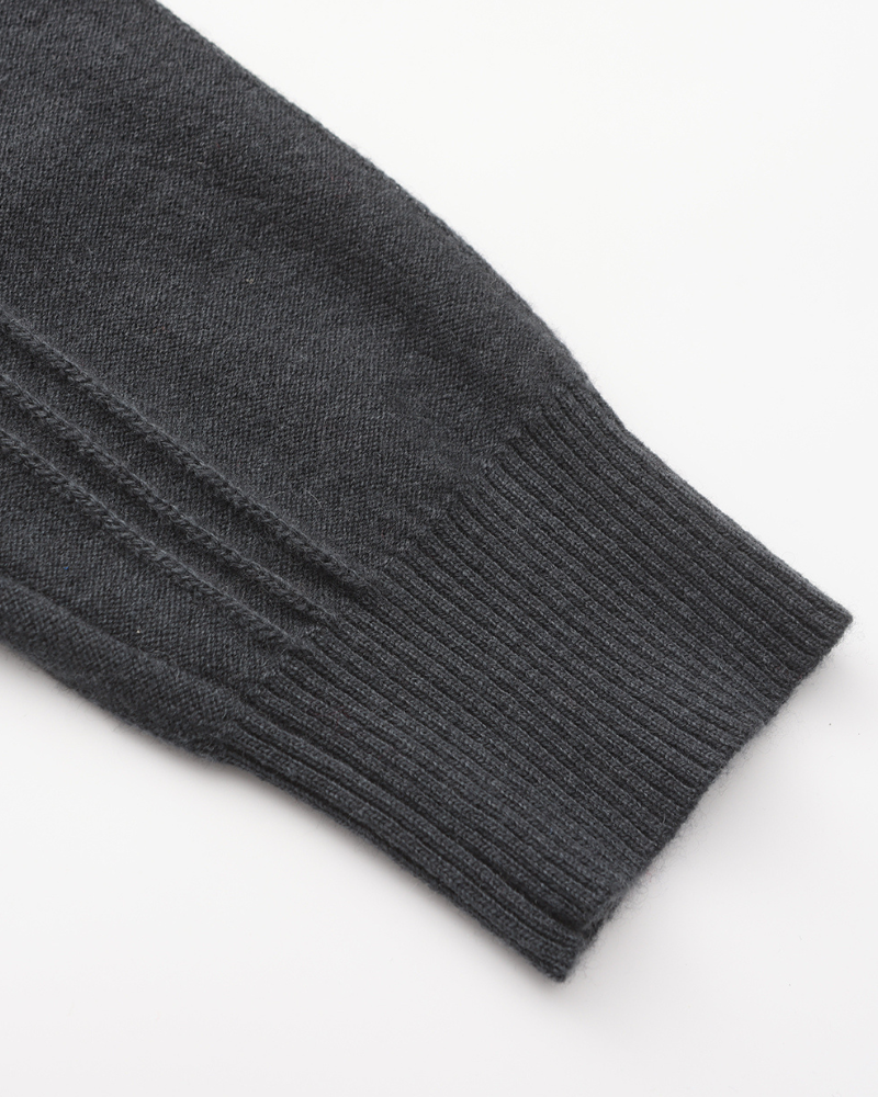 Larsen™ | 100% Cashmere Ribbet Halv Lynlås