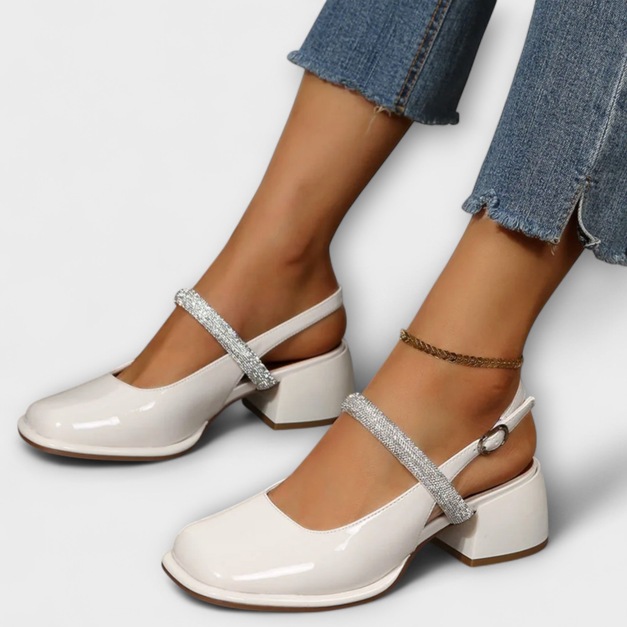 Celandra - Mary Janes med glitrende remme og blokhæle