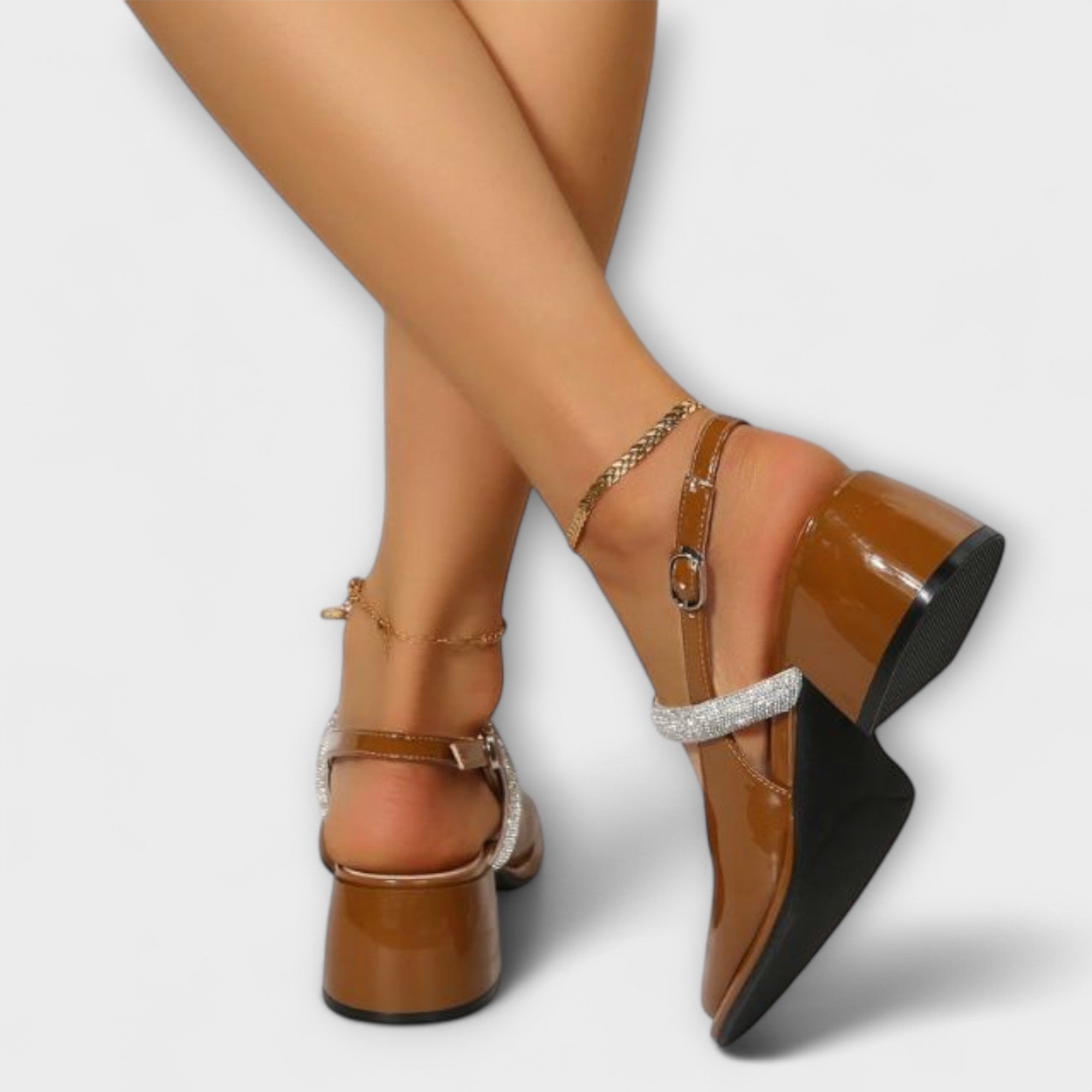 Celandra - Mary Janes med glitrende remme og blokhæle