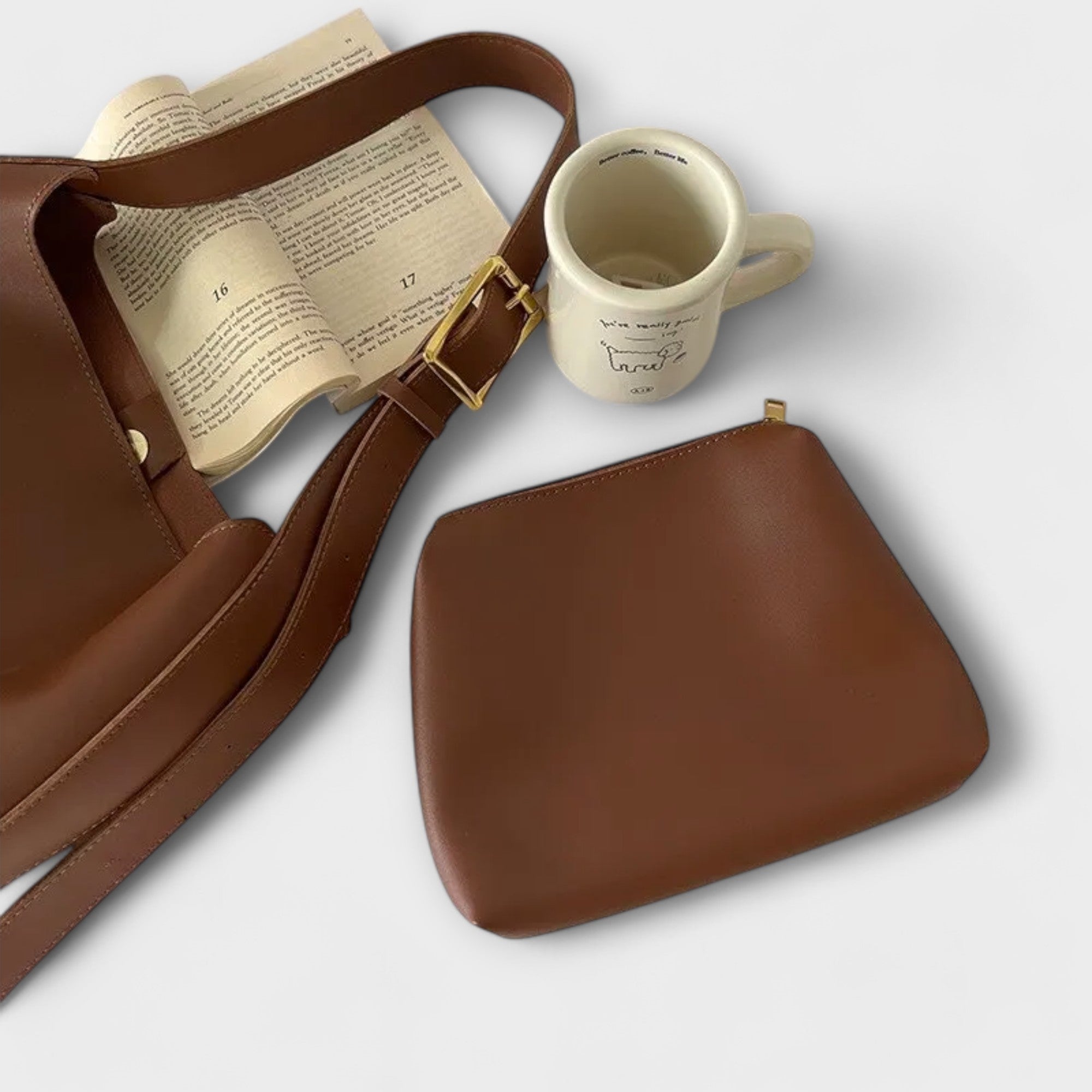 Elegant skuldertaske i læder