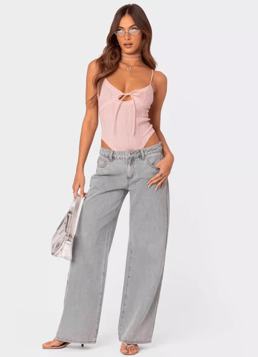 Janna | Pink sløjfe denim