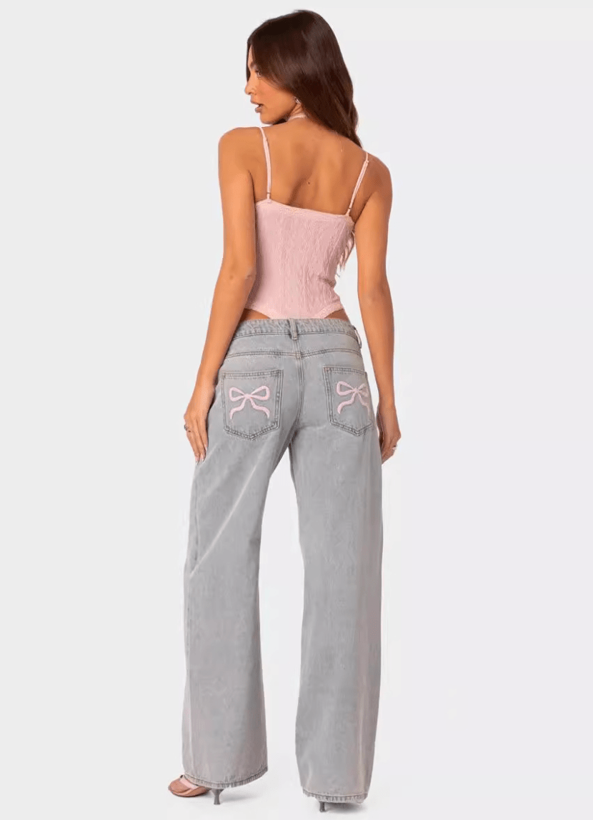 Janna | Pink sløjfe denim