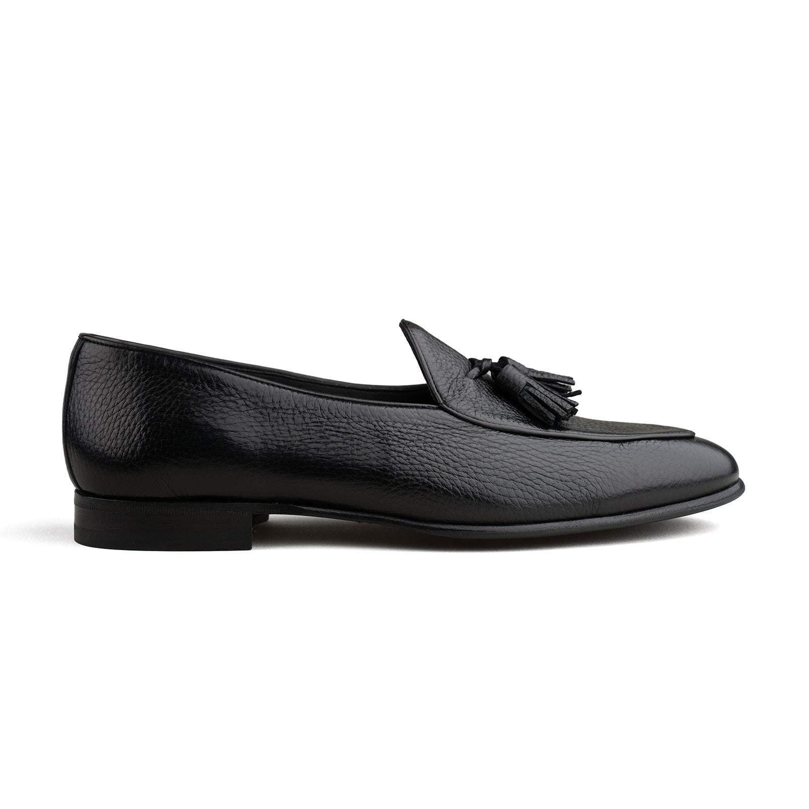 Larsen™ | Belgisk Tassel Loafer - Sort Hjortelæder