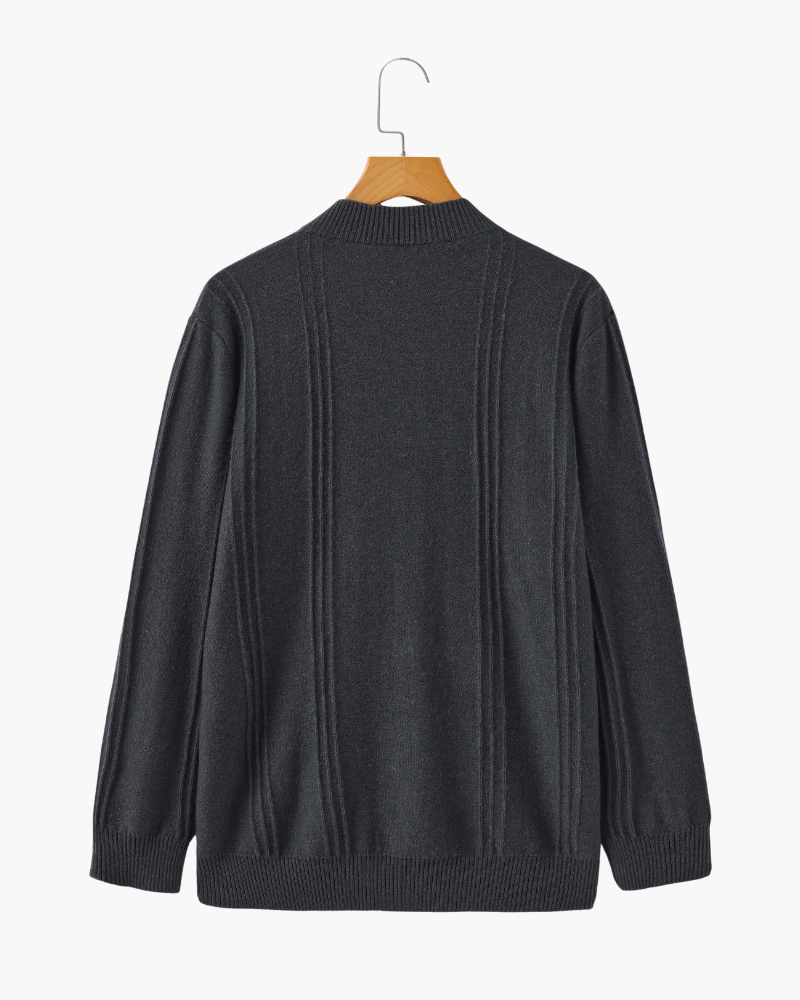 Larsen™ | 100% Cashmere Ribbet Halv Lynlås
