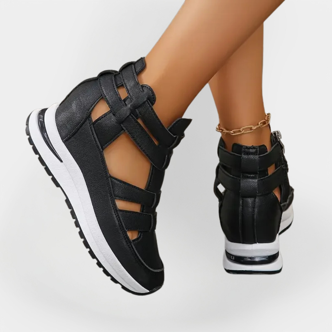 Elegant let hæl sandaler med lynlås på siden