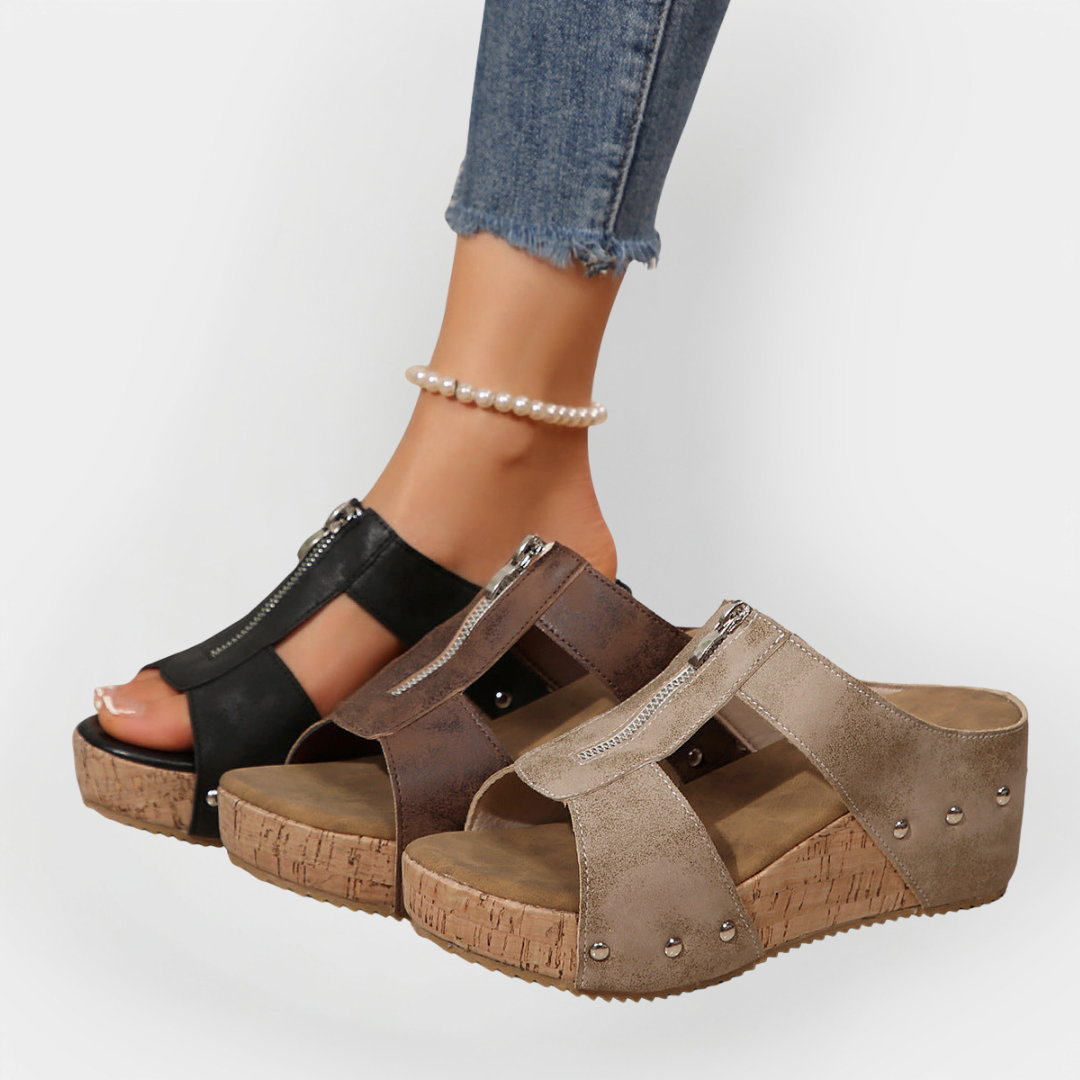 Behagelige Sandaler med Hæl og Lynlås