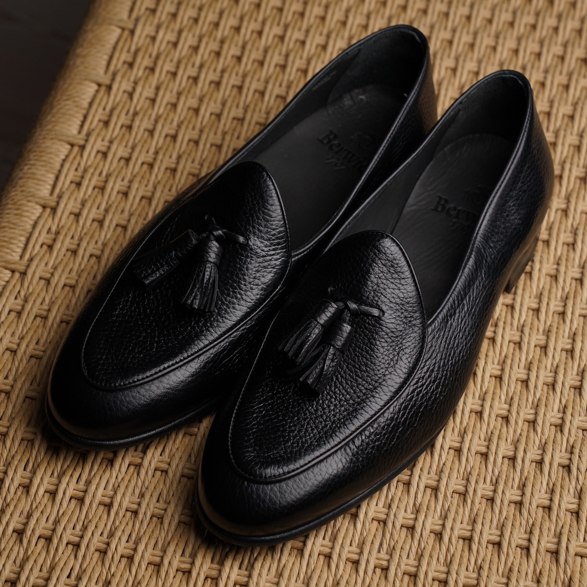 Larsen™ | Belgisk Tassel Loafer - Sort Hjortelæder