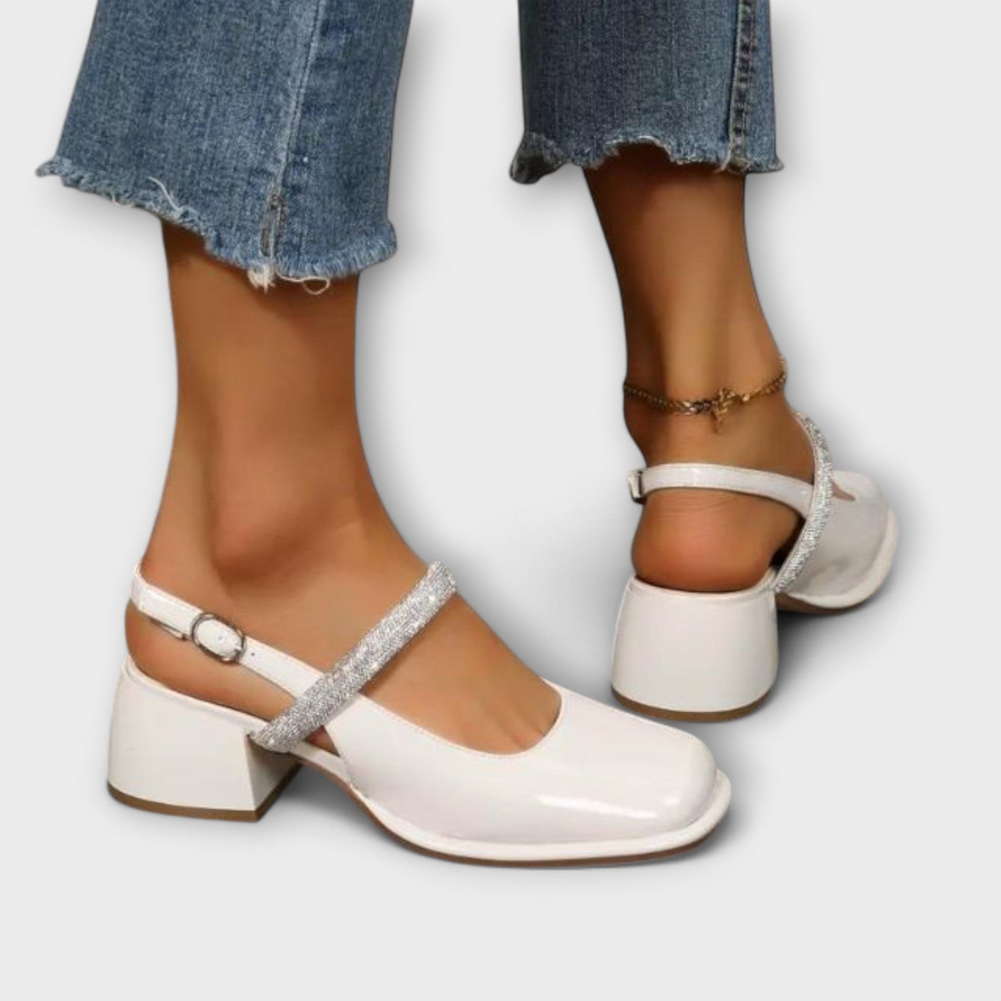 Celandra - Mary Janes med glitrende remme og blokhæle