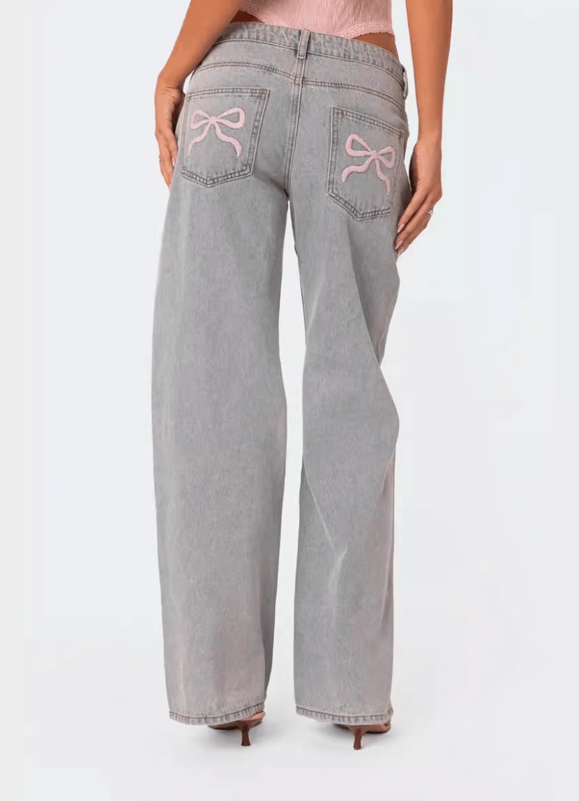 Janna | Pink sløjfe denim